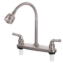 JAKARDA RV Kitchen Faucet with brushed-nickel finish for rust resistance and long-lasting shine.
