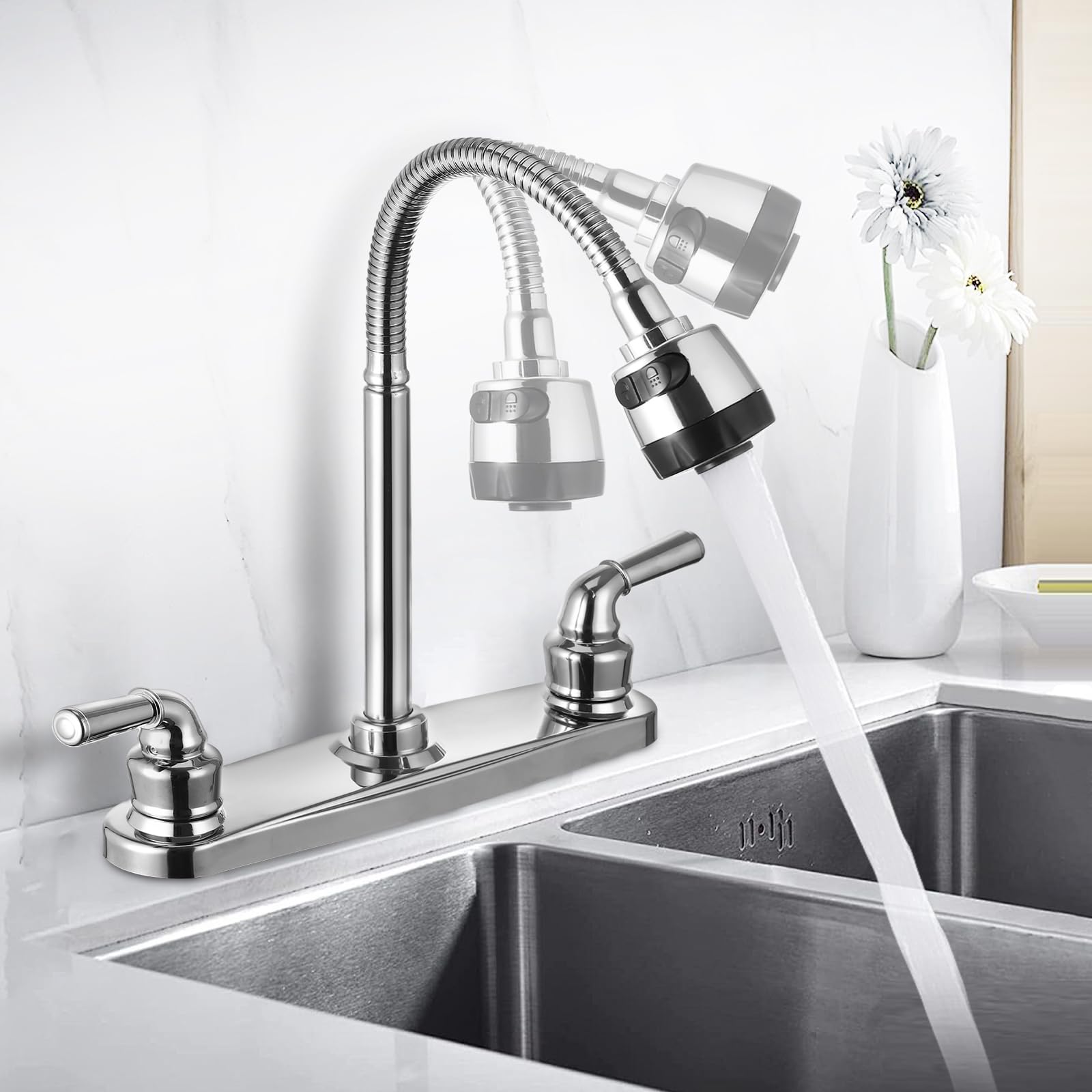JAKARDA RV faucet chrome finish resists rust and UV damage in outdoor use.