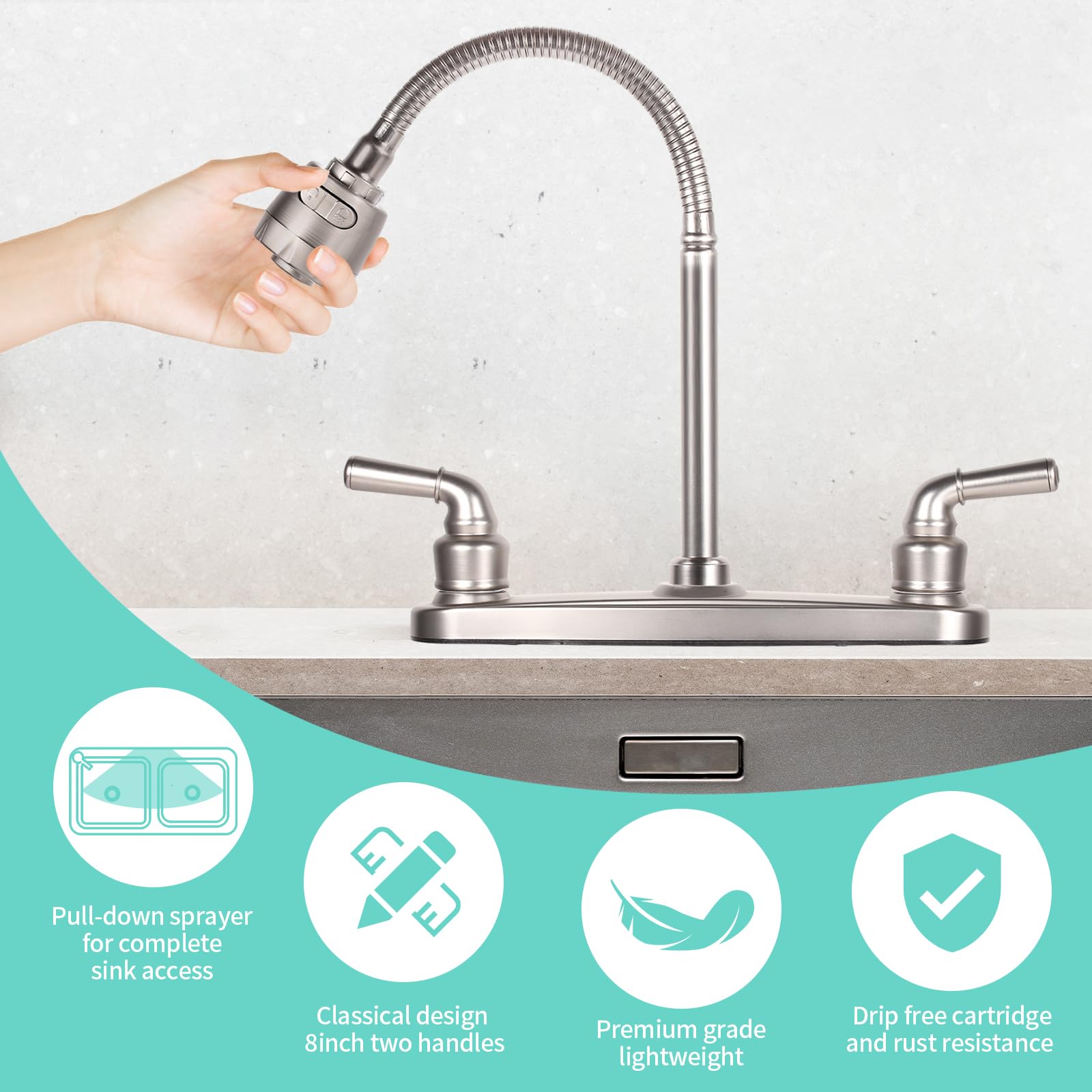JAKARDA two-handle control offers precise flow in tight RV spaces.