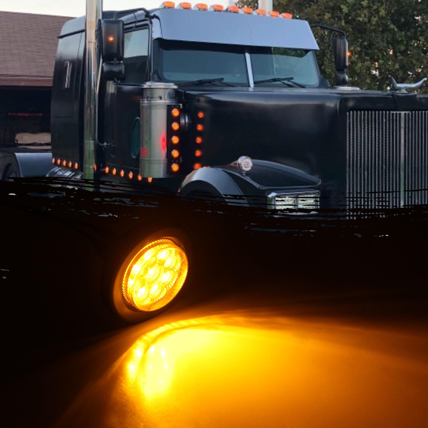 Jamarco 2-inch round LED marker light shows nine amber LEDs for bright illumination