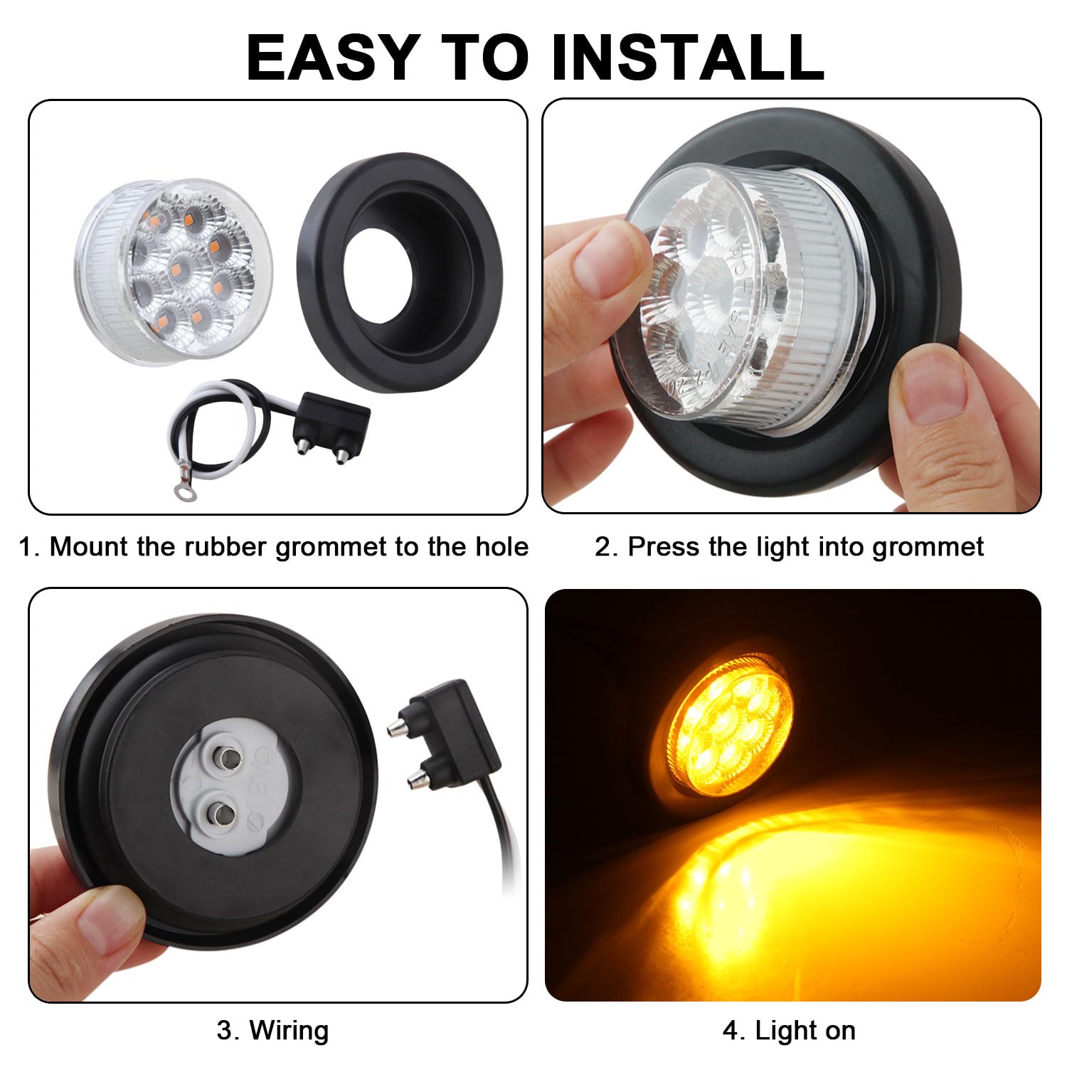 Jamarco 2-inch amber marker lights fit side marker or clearance roles