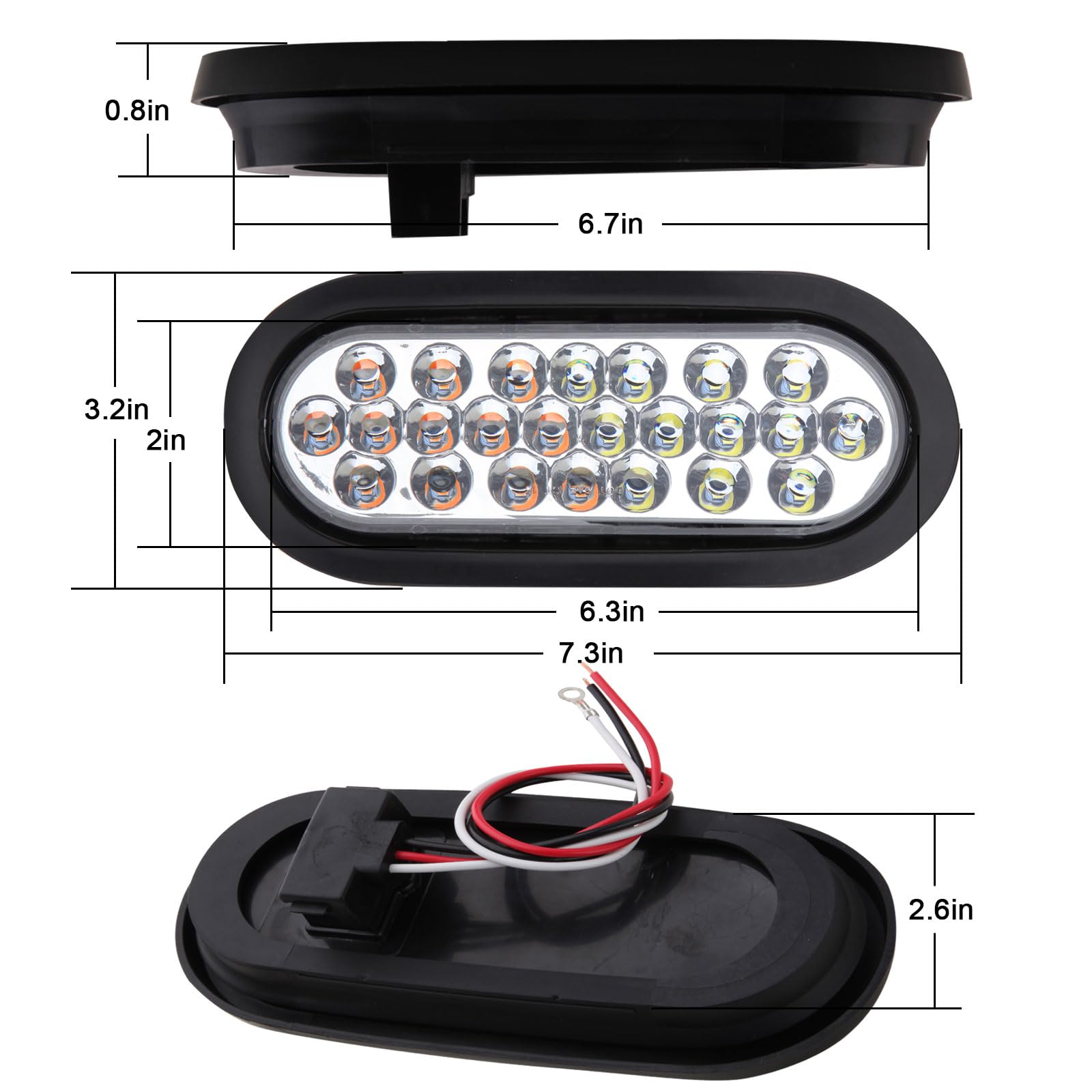 Jamarco oval LED strobe white 6in improves towing visibility