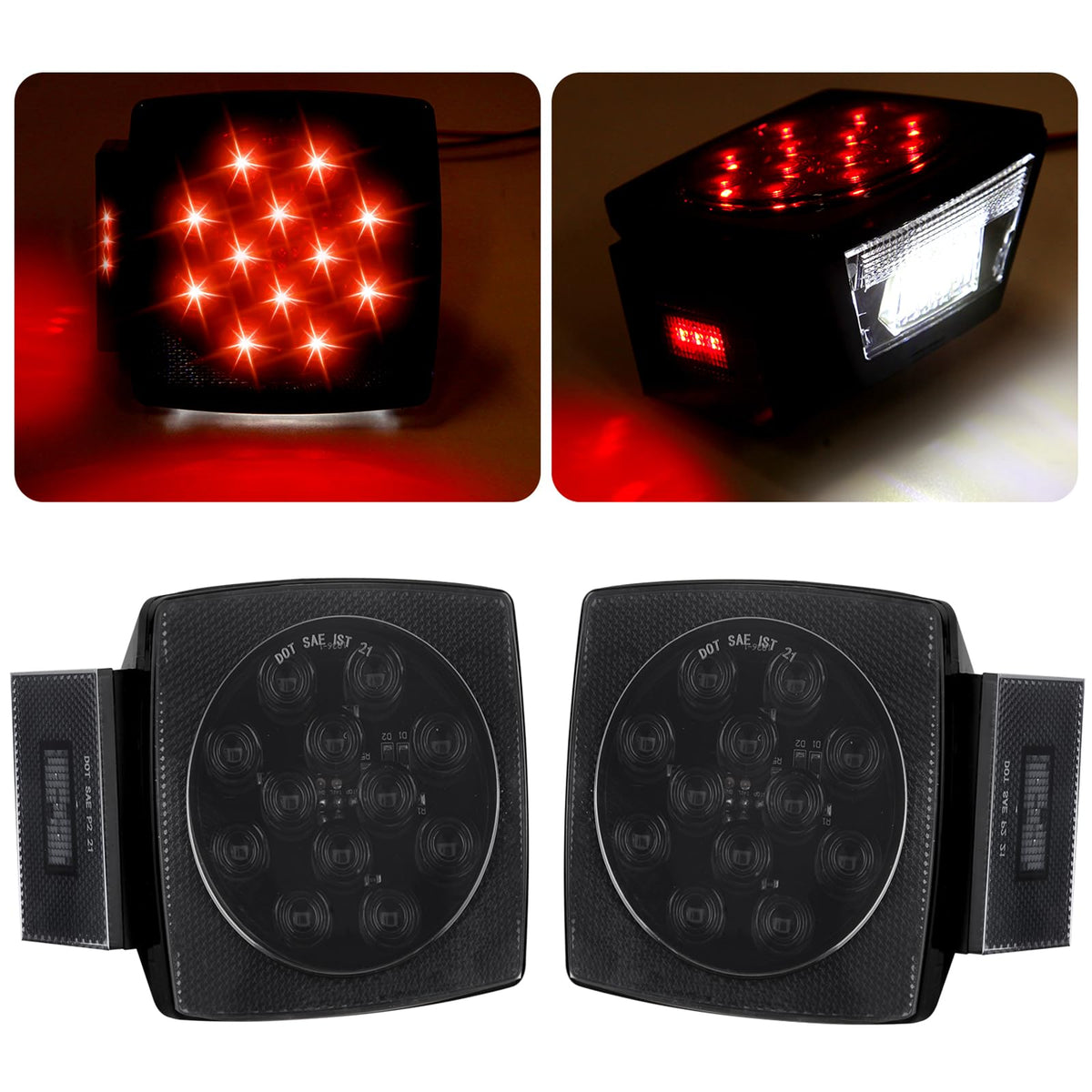 Jamarco square LED tail light left smoked lens for enhanced trailer visibility