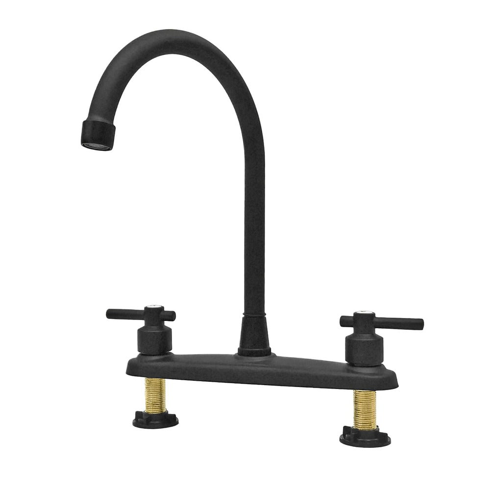 JamesVAN RV faucet in matte black, angle view for flexible kitchen use.