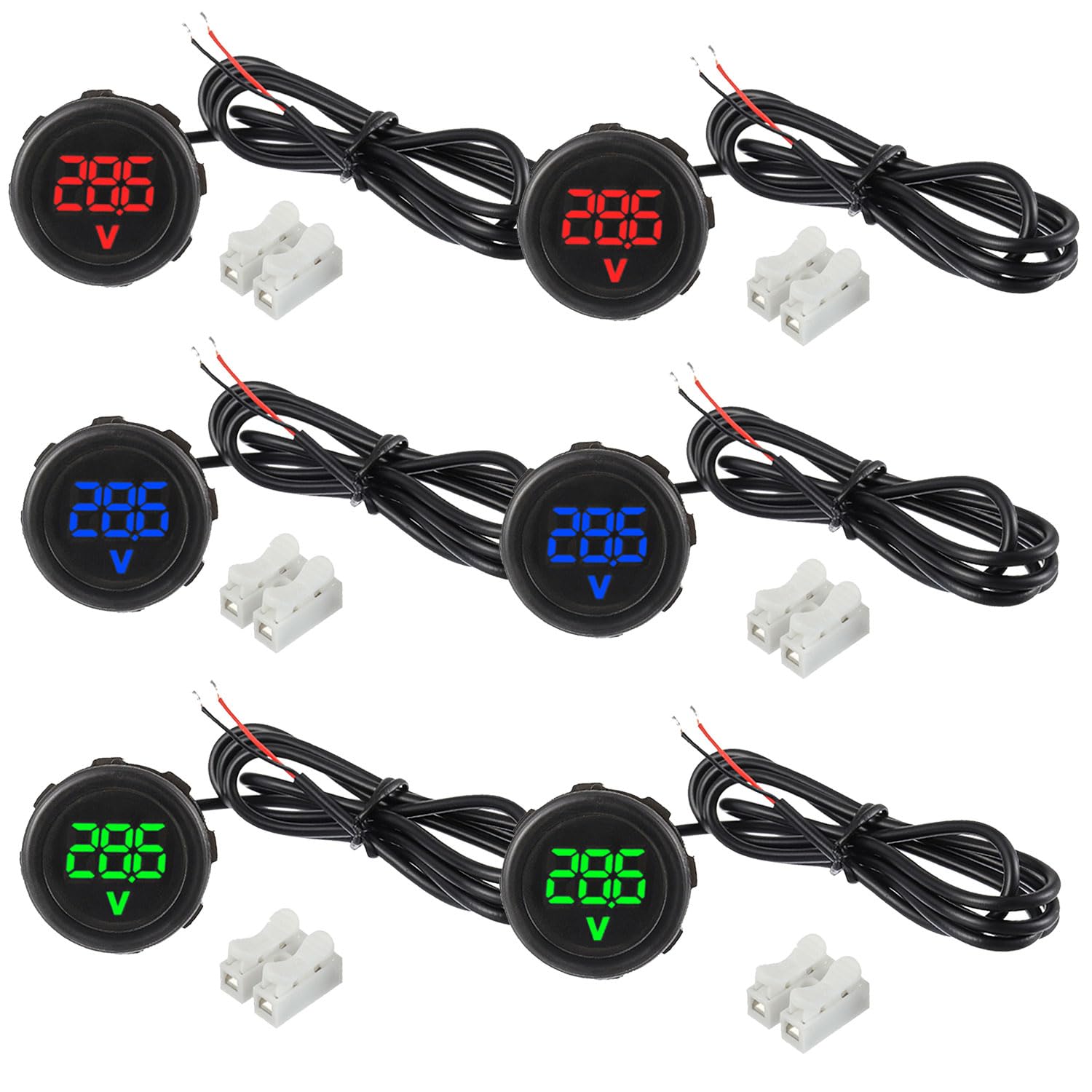 JAMHER DC voltmeter red display clearly showing 4-100V for car systems.