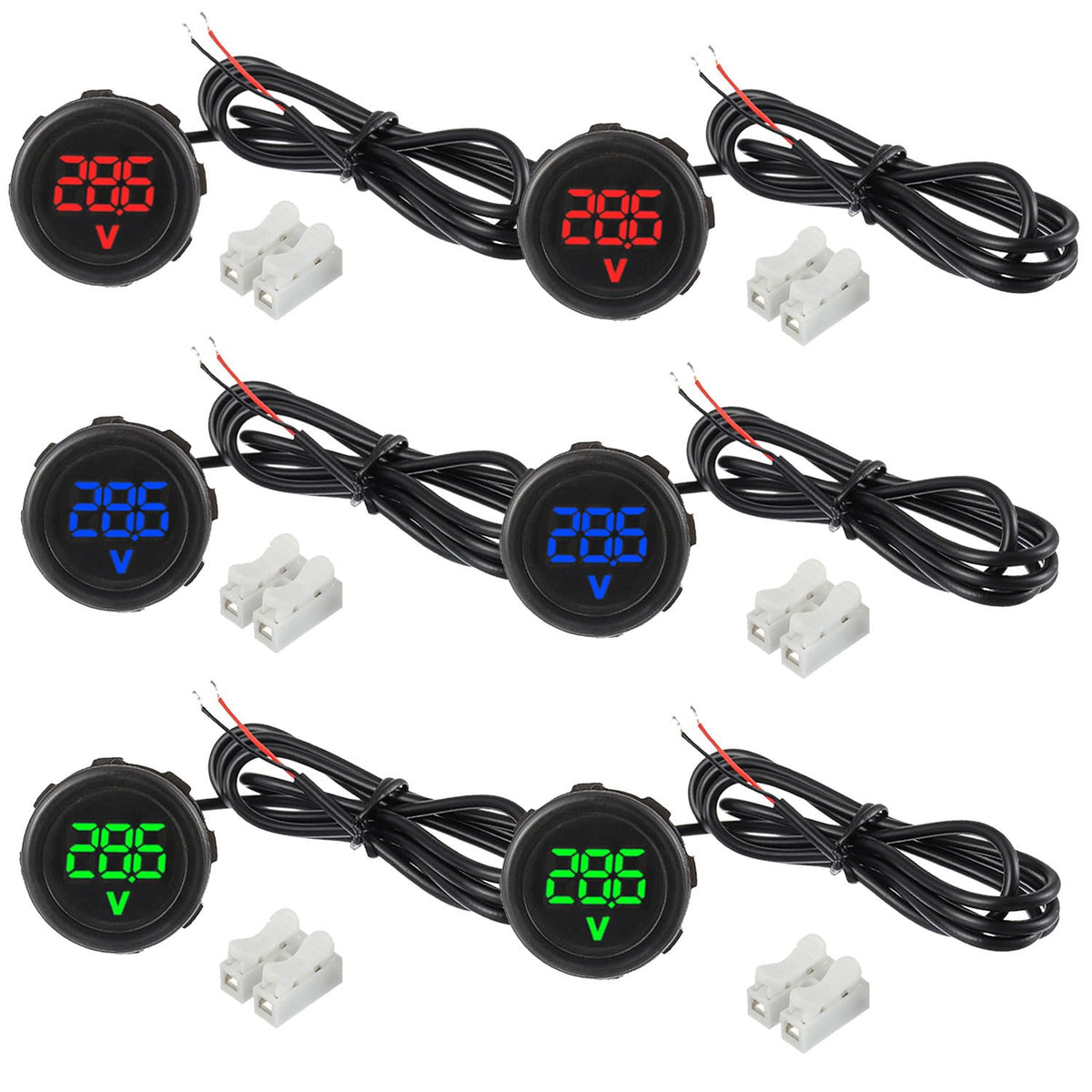 JAMHER DC voltmeter red display clearly showing 4-100V for car systems.