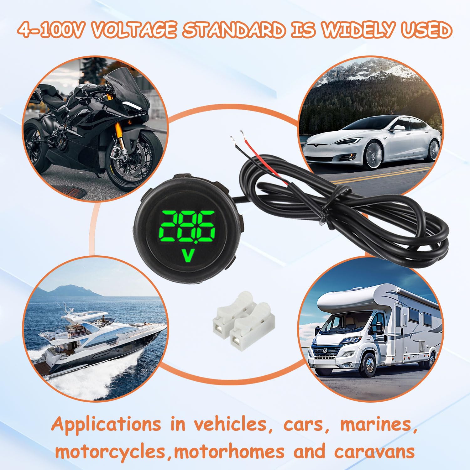 JAMHER six-pack voltmeter set with color-coded options for multiple vehicles.
