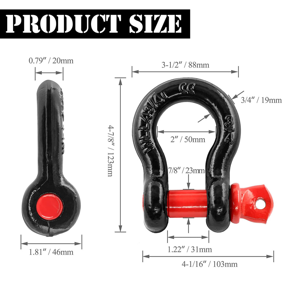 Jamiikury two-pack shackle set ready for recovery gear.