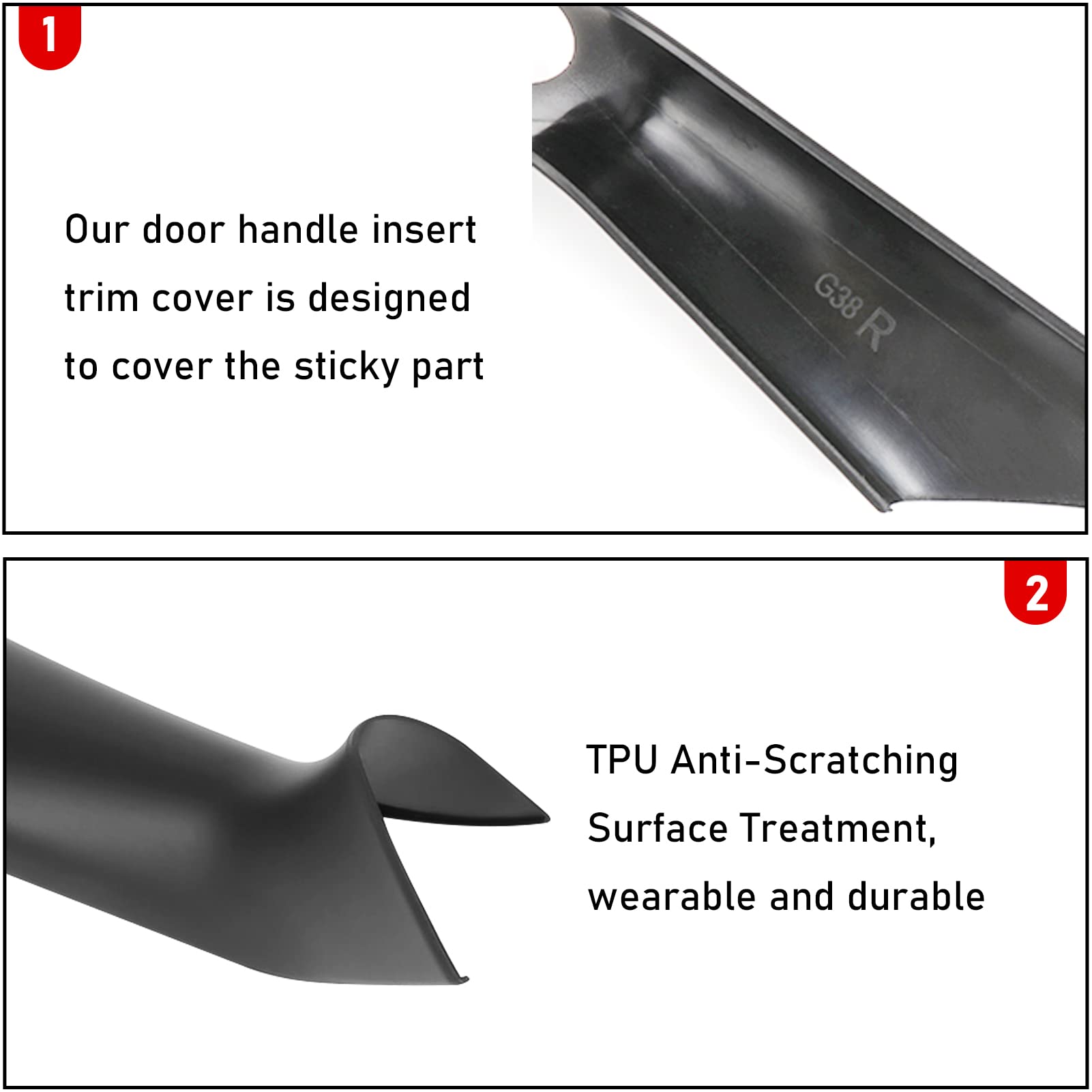 Jaronx ABS+PC material door handle cover increases durability and wear resistance.
