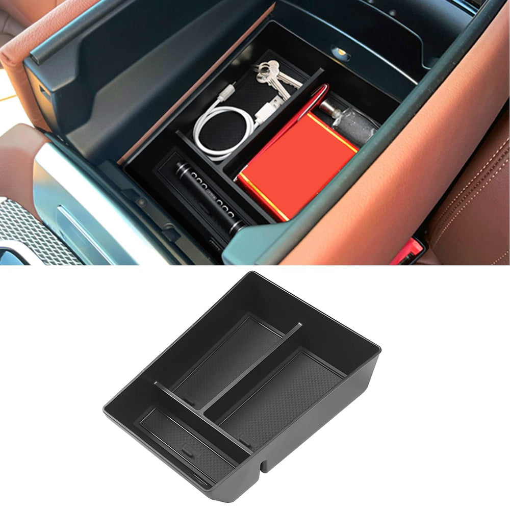 Jaronx BMW console organizer fits snugly inside the center console.