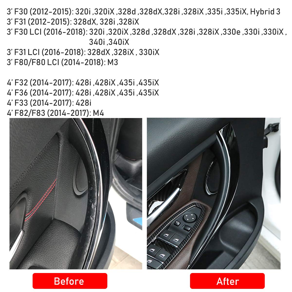 Jaronx BMW door handle cover on passenger side with seamless fit and scratch resistance