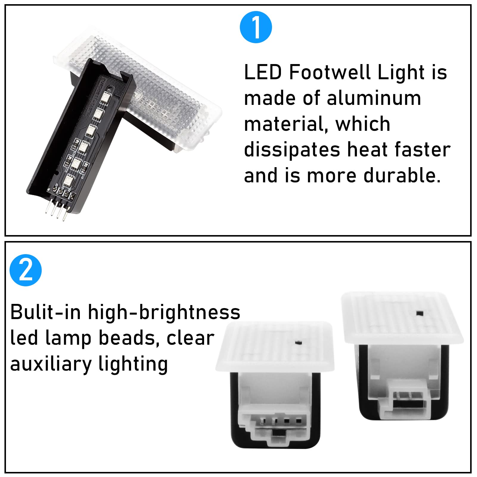 Jaronx footwell LED 4-pin connector ensures secure power connection.