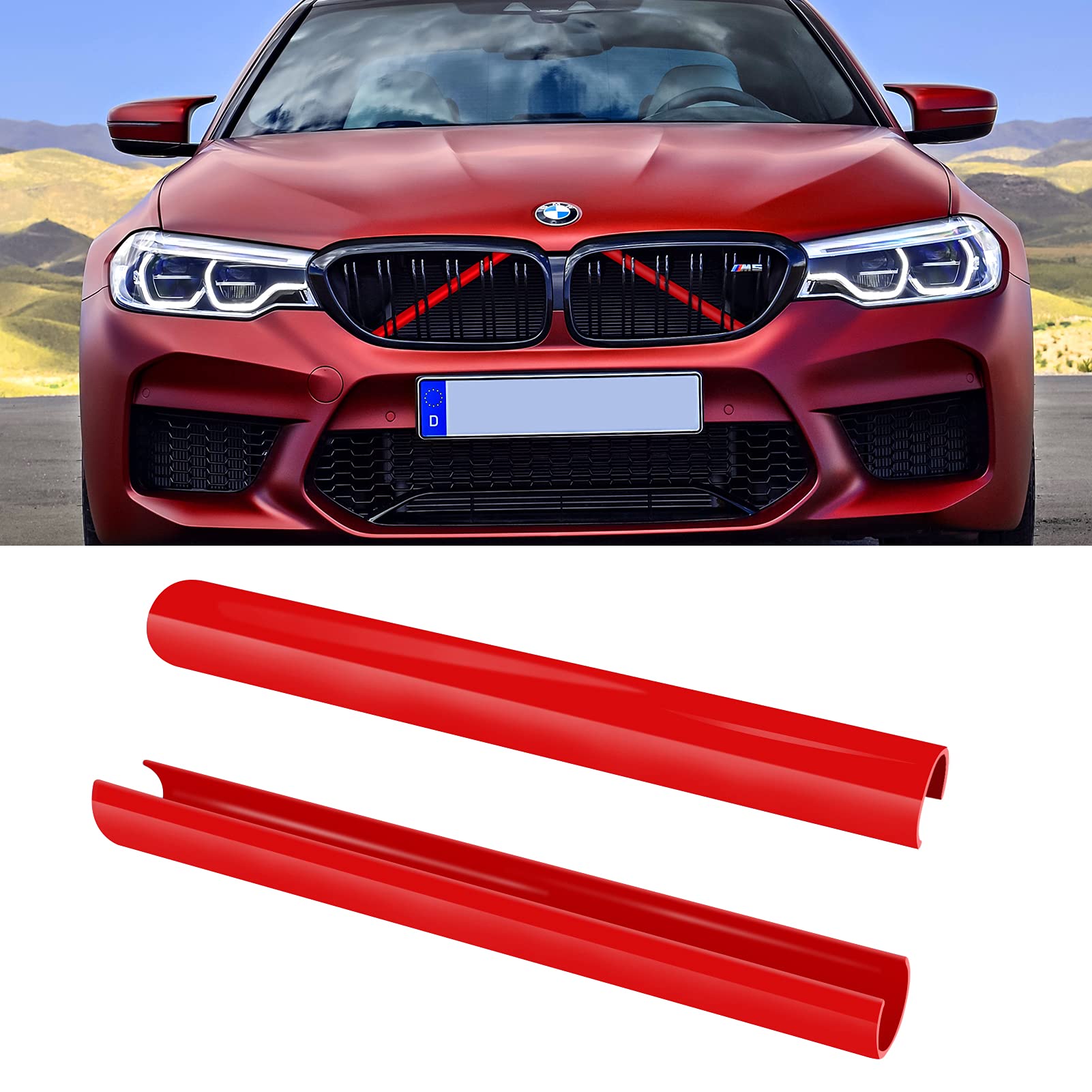 Jaronx BMW grill insert trim red vbrace enhances the front-end look