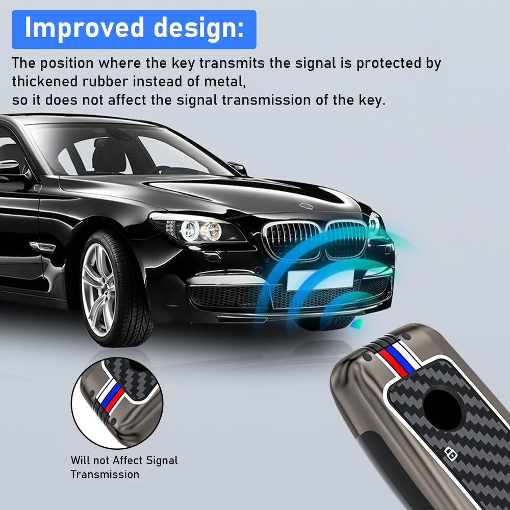 Arc-shaped keychain hook on Jaronx BMW fob cover for secure attachment