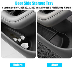 Jaronx Model S door organizer rear pocket tray for sunglasses and keys