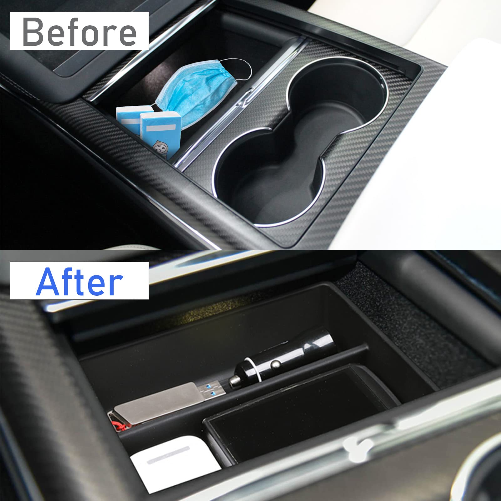 Jaronx Model S/X center console fits snugly without rattling, preserving cabin quiet.