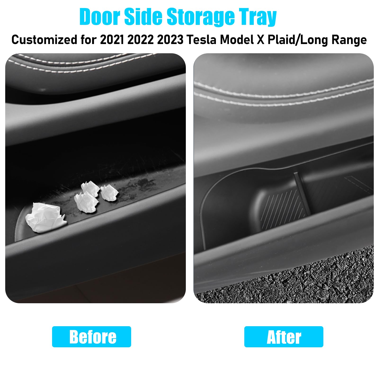 Jaronx Model X door pocket tray fit 2021-2026 keeps items secure.
