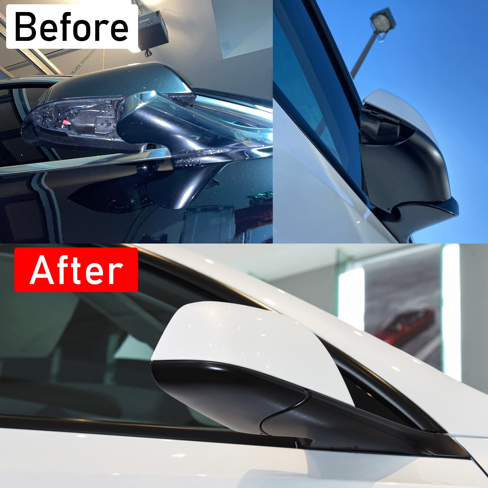 Jaronx rearview mirror base cover for Model Y, right side, smooth, seamless look.