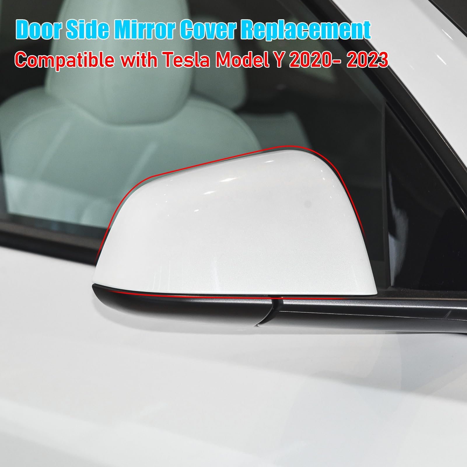 Jaronx Model Y mirror cover ABS material close-up showing durability.