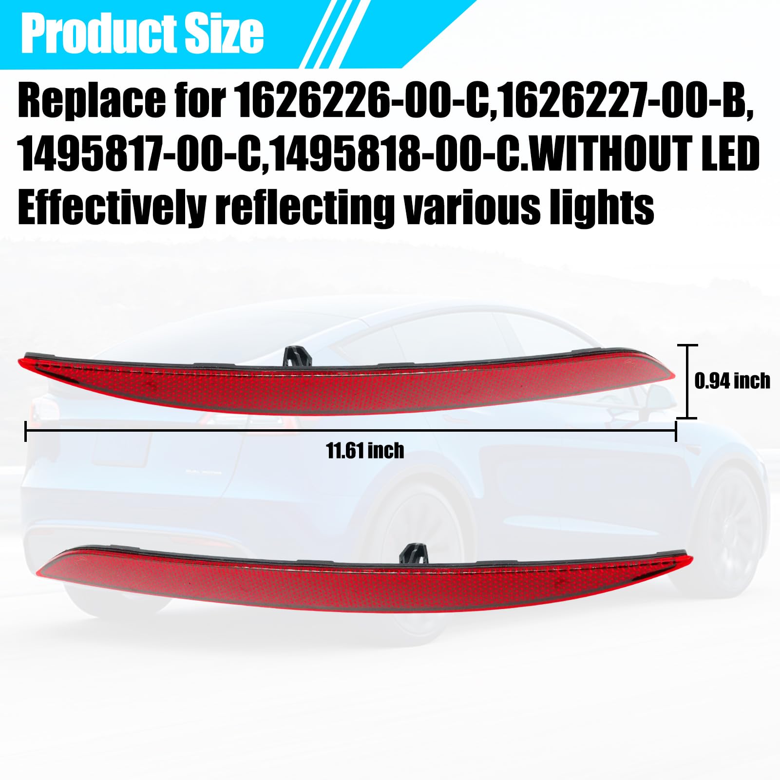 Jaronx Tesla Model Y back reflector package, ready for easy replacement