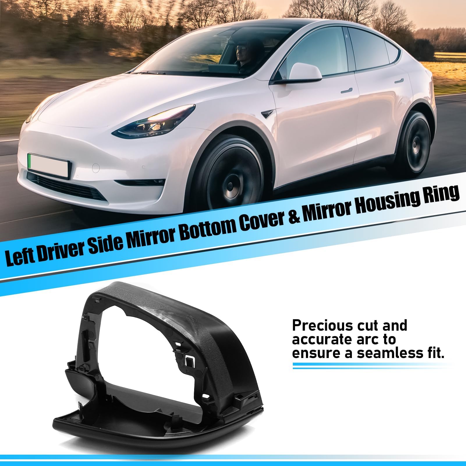 Jaronx Tesla Model Y mirror housing close-up shows scratch resistance.
