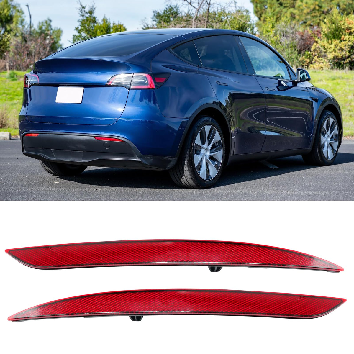 Jaronx Tesla Model Y rear bumper reflector left side, boosts visibility for safer driving