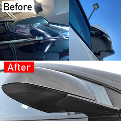 Jaronx right mirror bottom cover closeup shows precise fit for the Model 3.