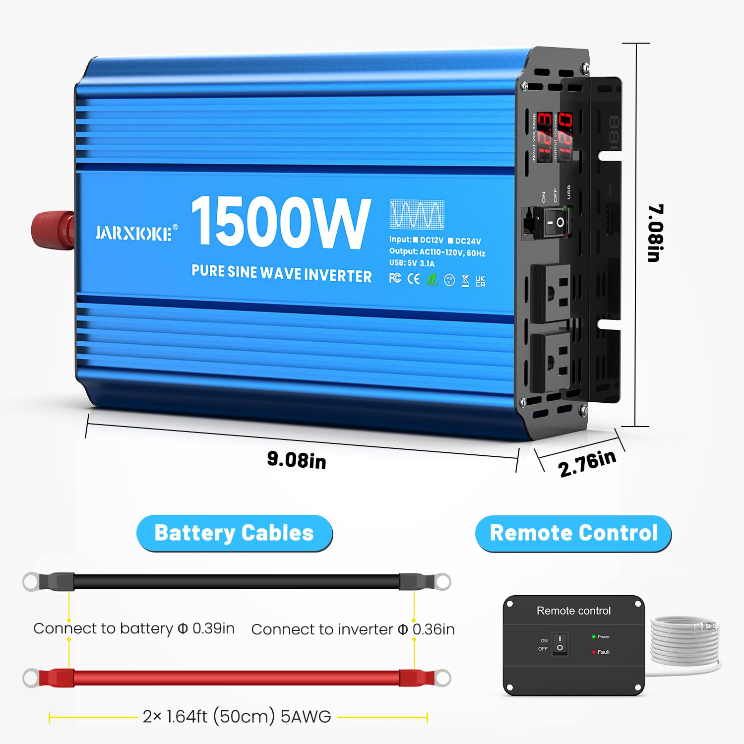 JARXIOKE inverter used in emergency off-grid setup