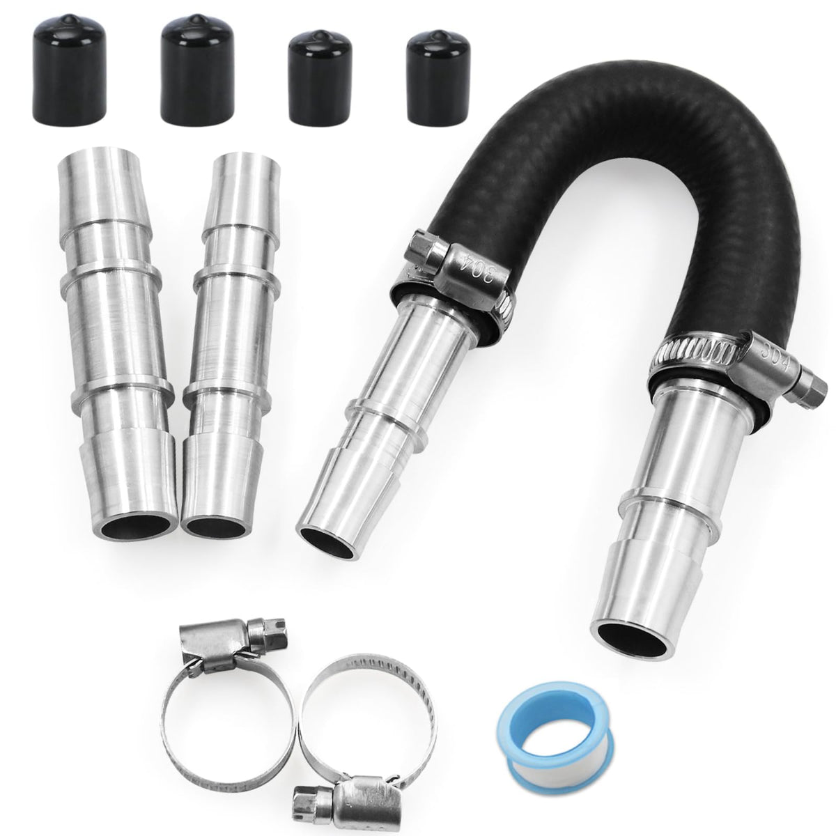 JasperAutoPart 626-001 bypass kit front view shows universal hose compatibility for GM, Ford, and more.
