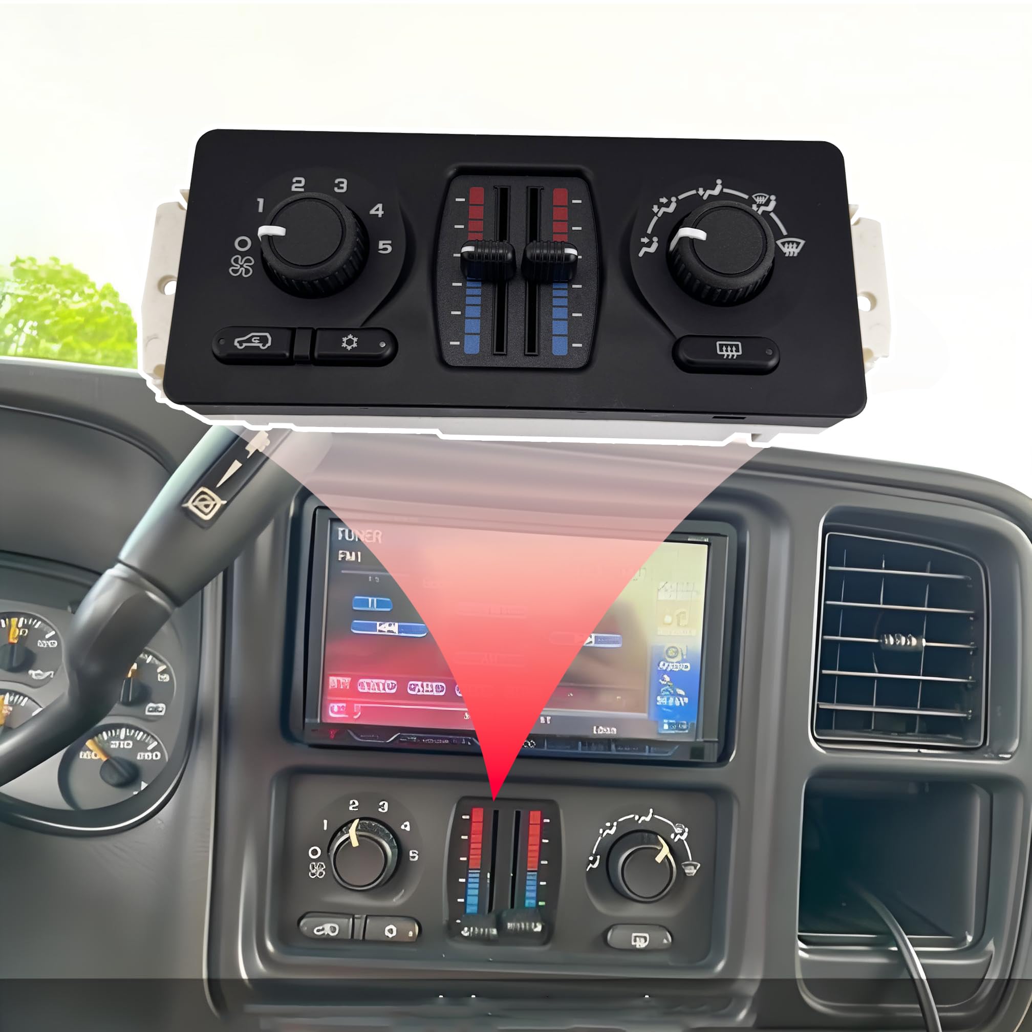JAVENYIMAN 599-210XD dashboard integration on a Silverado-style setup