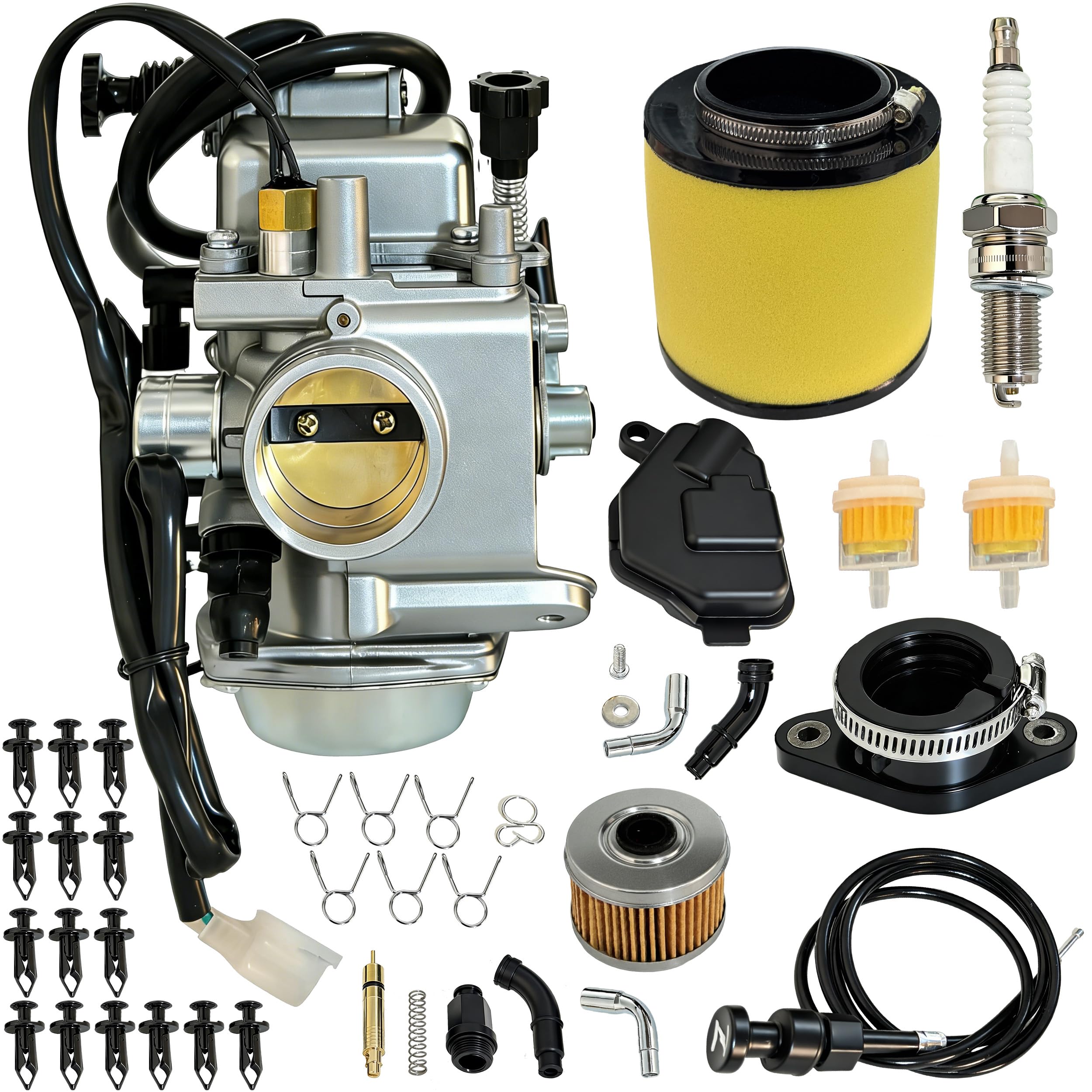 JAVENYIMAN TRX350 carburetor with air filter on Honda Rancher 350 for reliable fuel delivery.