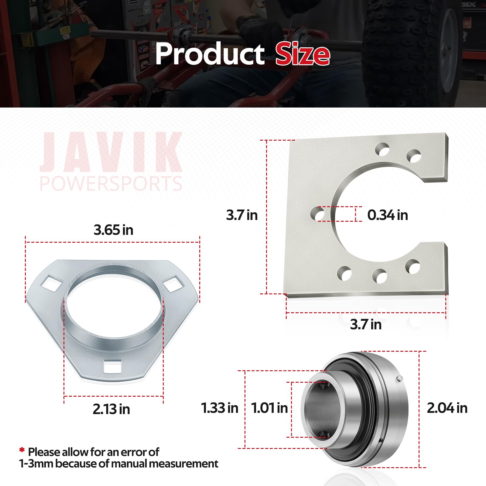 JAVIK bearing flangette set with durable mounting components.
