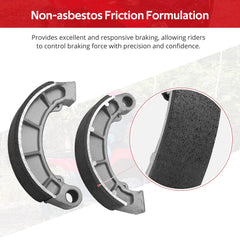 JAVIK brake shoes friction material detail showing non-asbestos composition