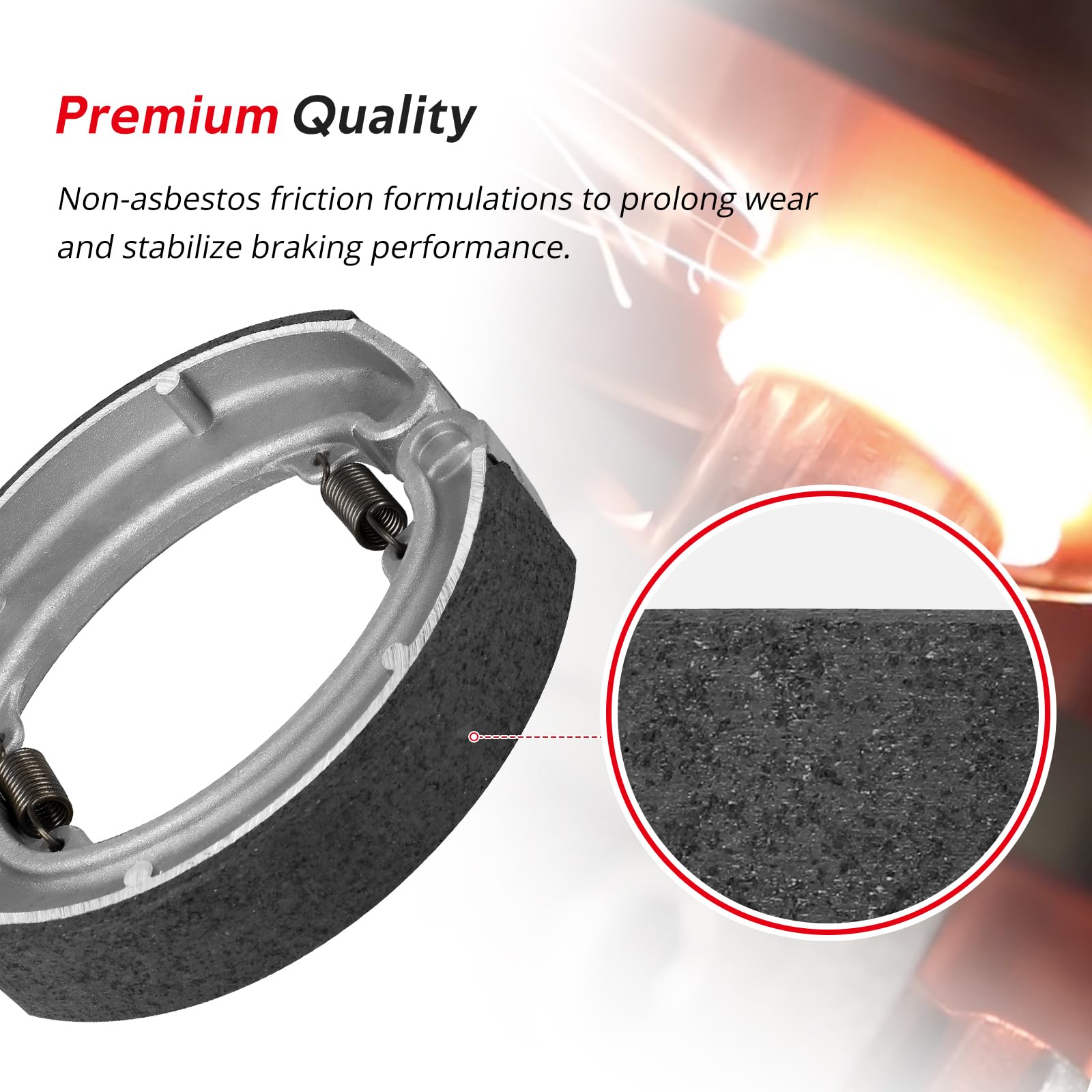 JAVIK brake shoes pairing for TRX300 delivers durable, non-asbestos friction and consistent feel.