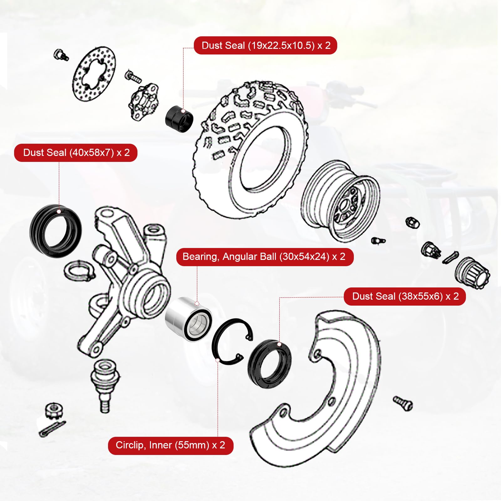 JAVIK dust seal 40x58x7 seals critical bearing surfaces.