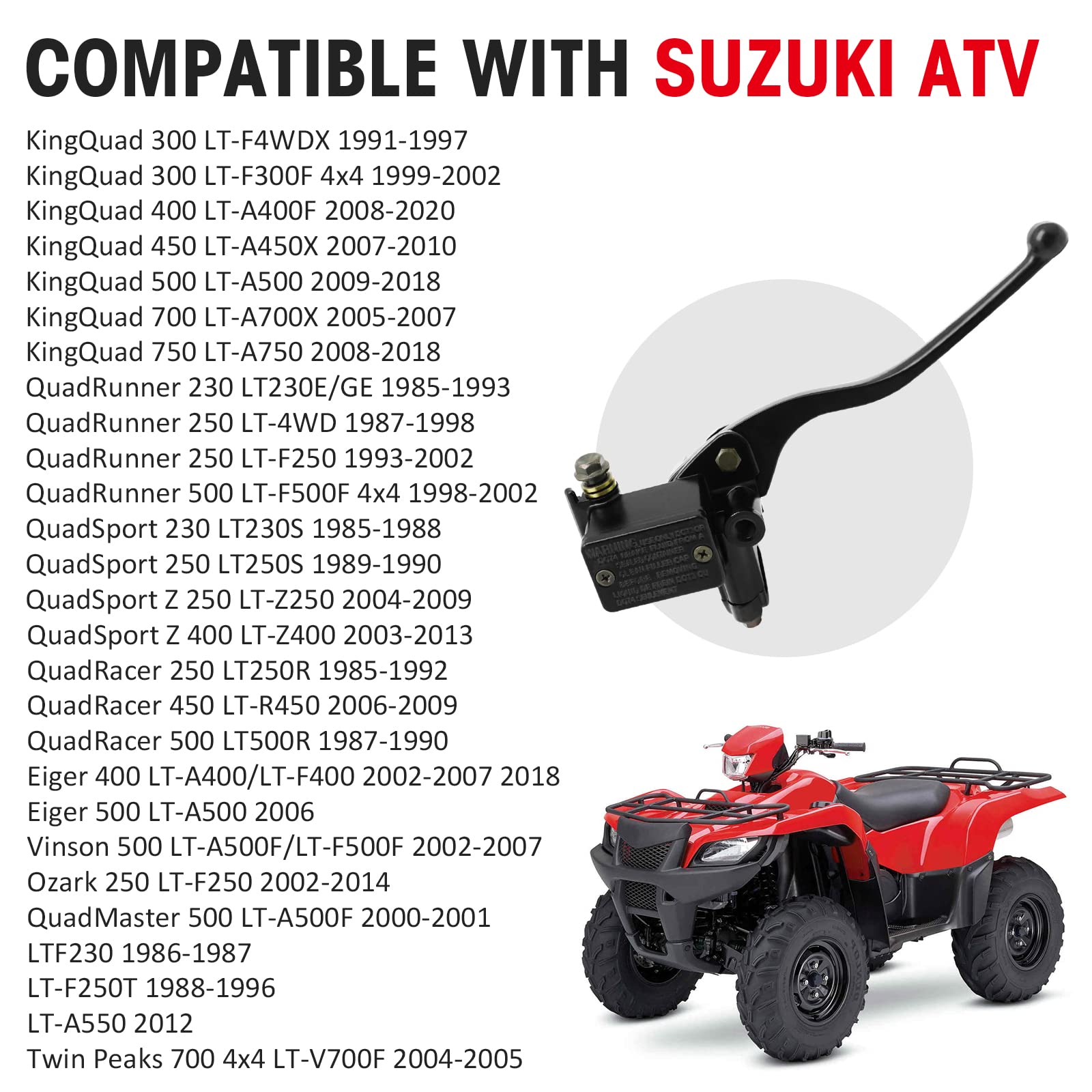JAVIK front brake master cylinder for QuadRunner series provides responsive braking.