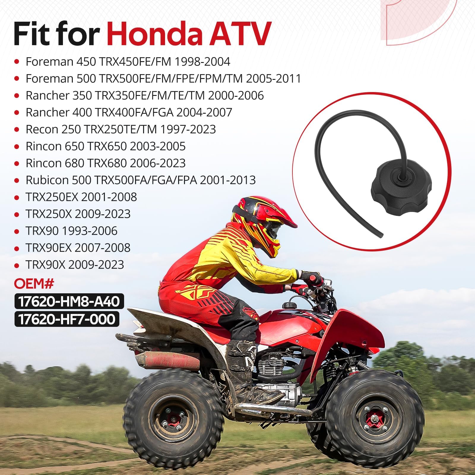 JAVIK gas cap for Honda Recon 250 offering a tight, odor-free seal