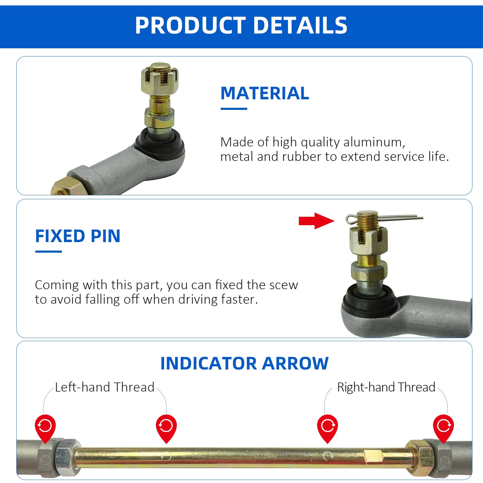 JAVIK left tie rod assembly for TRX300-1993-2000 delivers responsive handling on dirt trails