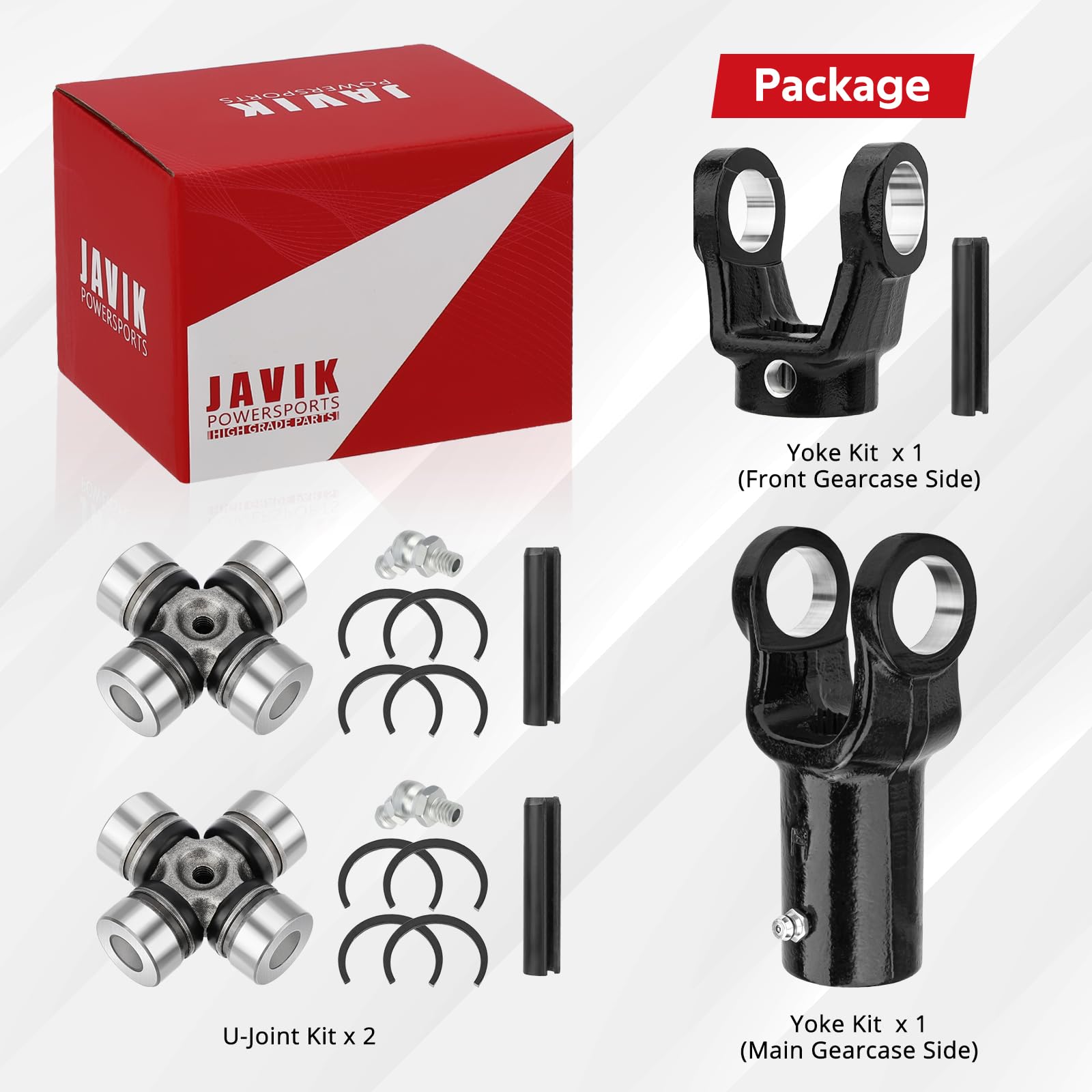 JAVIK Polaris Ranger parts on shelf ready for replacement.