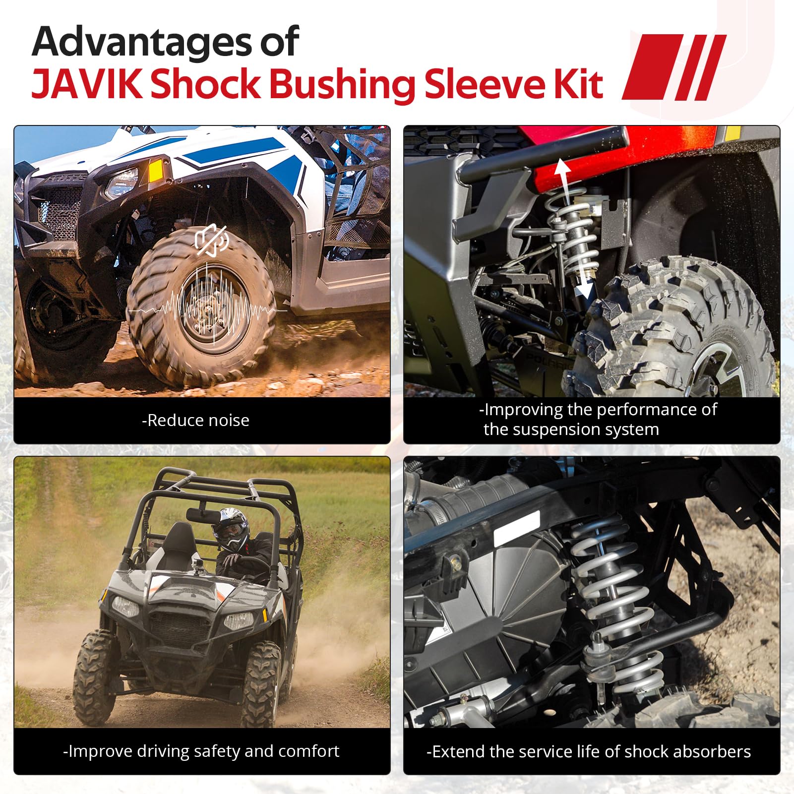 JAVIK PVC bushings close-up highlighting wear resistance for long-lasting fit.