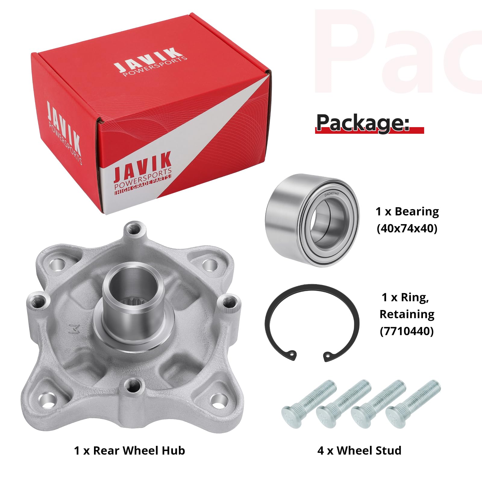 JAVIK installation steps guide showing straightforward rear hub assembly