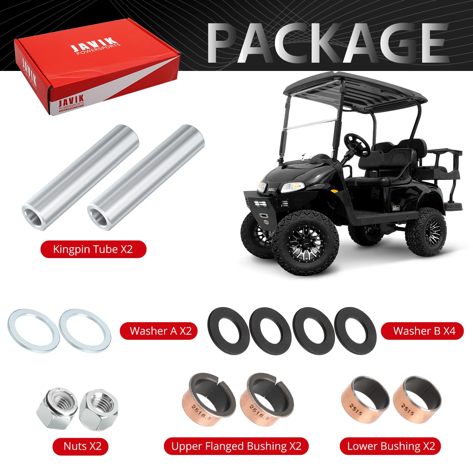 OEM reference numbers image for JAVIK EZGO TXT/PDS king pin kit.