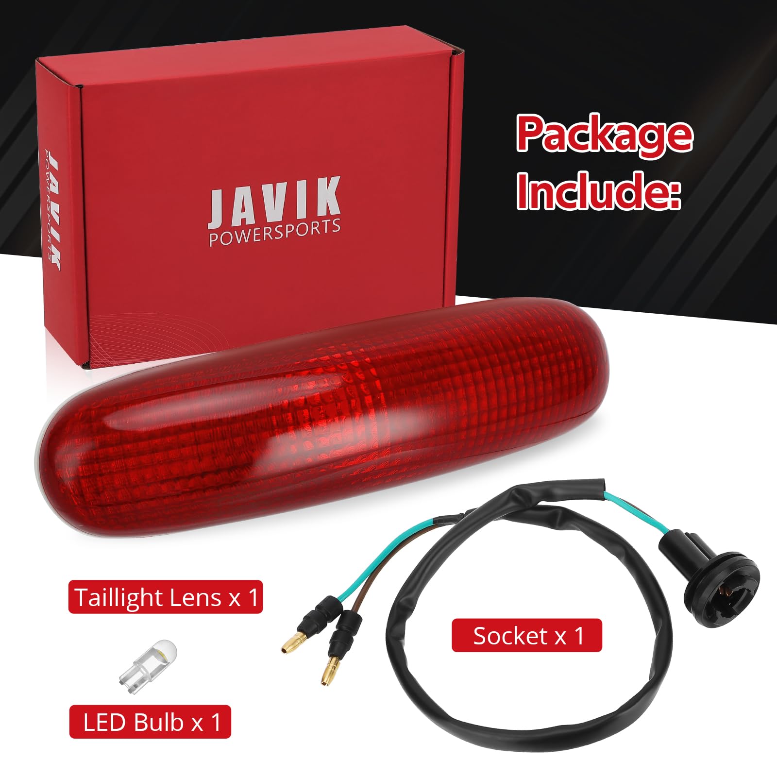 JAVIK taillight assembly close-up shows precise fit and quality