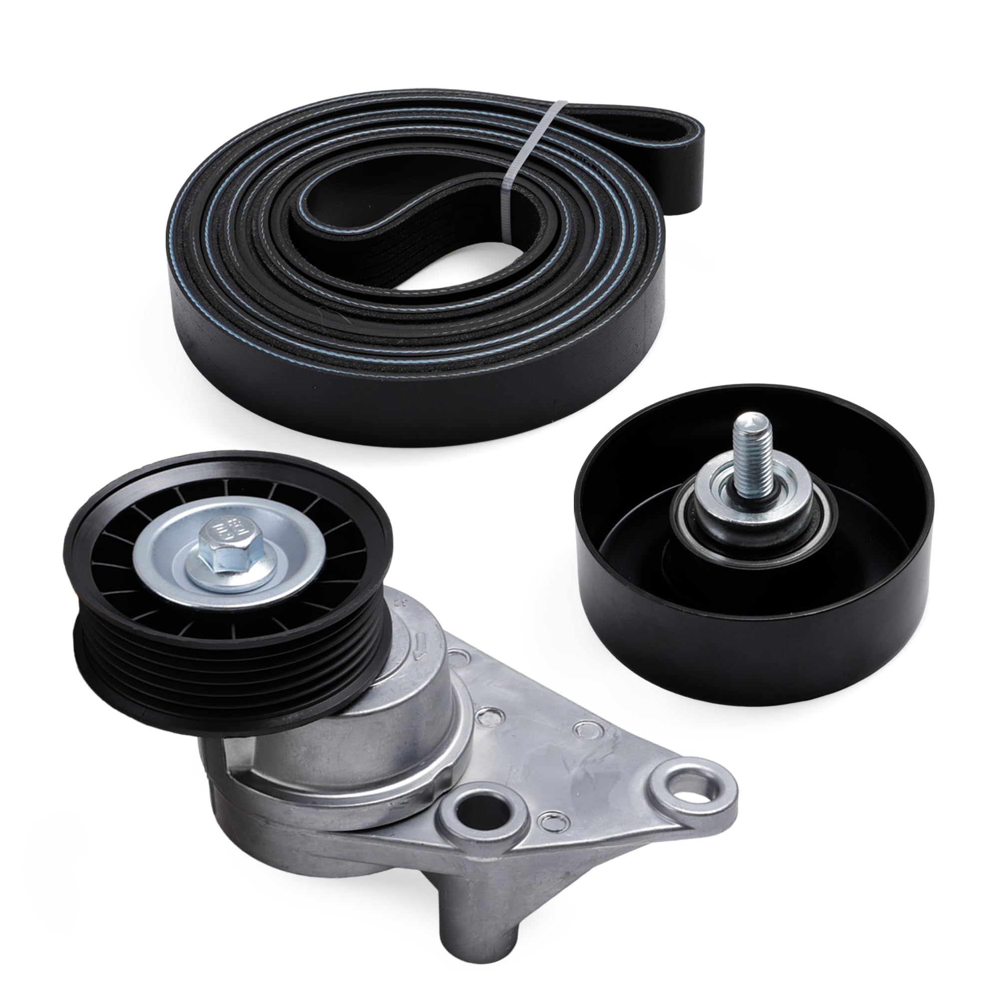 Javouka belt tensioner kit packaging shows complete serpentine drive components for easy installation.