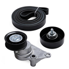 Javouka belt tensioner kit packaging shows complete serpentine drive components for easy installation.