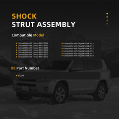 JAVOUKA rear shock absorbers for RAV4 packaging image indicating direct replacement readiness.