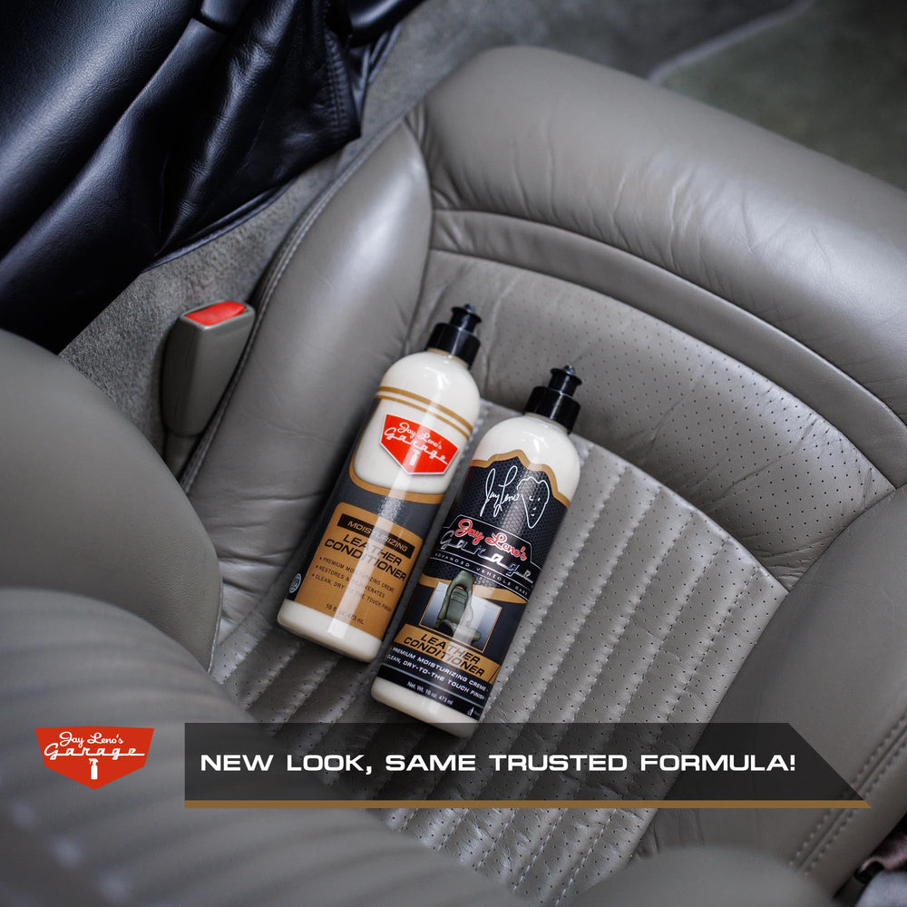 Jay Leno's Garage leather conditioner tube restores softness and guards against cracking