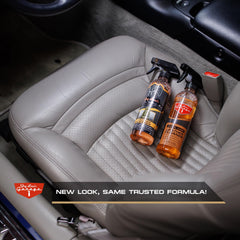 Jay Leno's Garage microfiber towel for gentle, streak-free leather cleaning