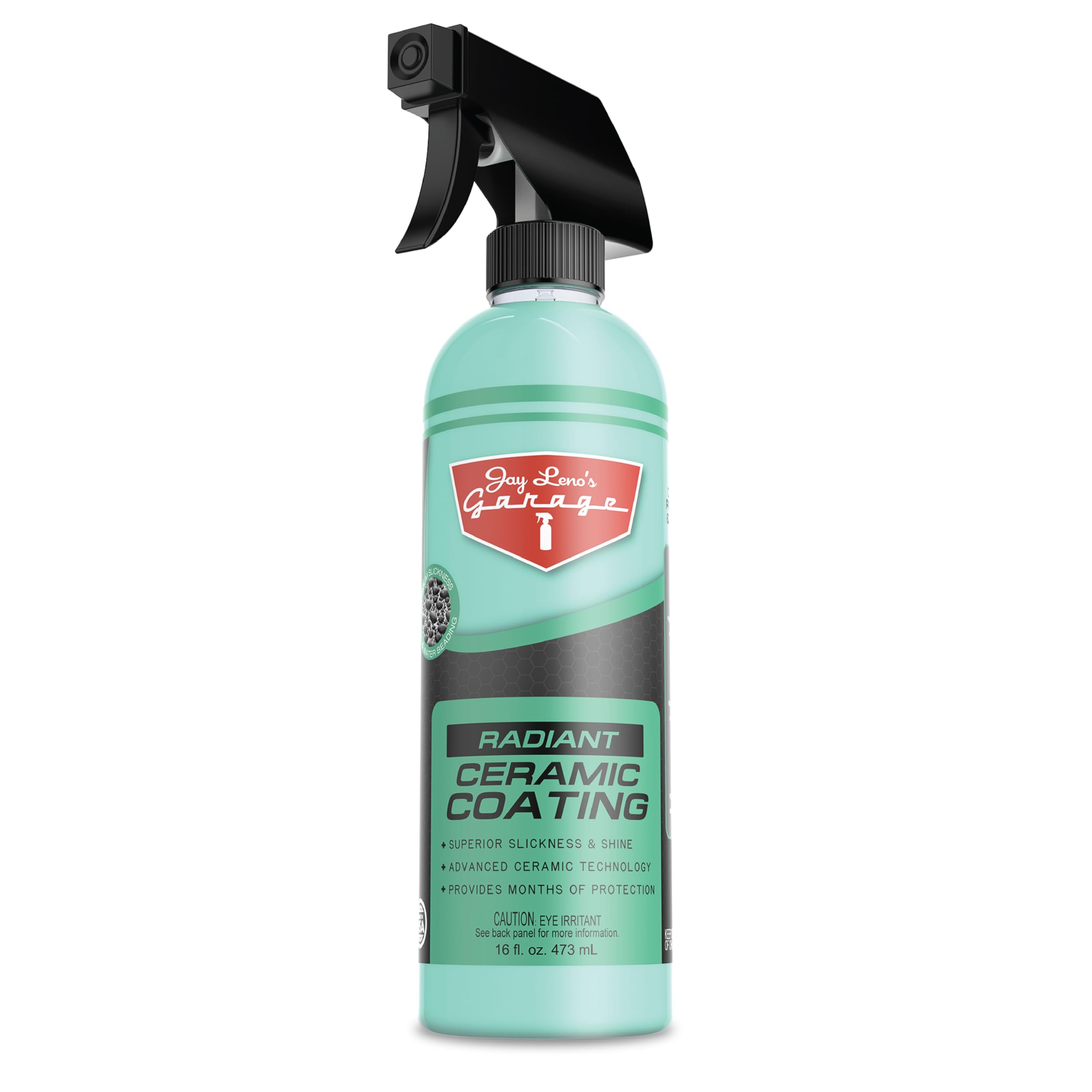 Jay Leno's Garage Radiant Ceramic Coating bottle for easy spray-on protection and gloss