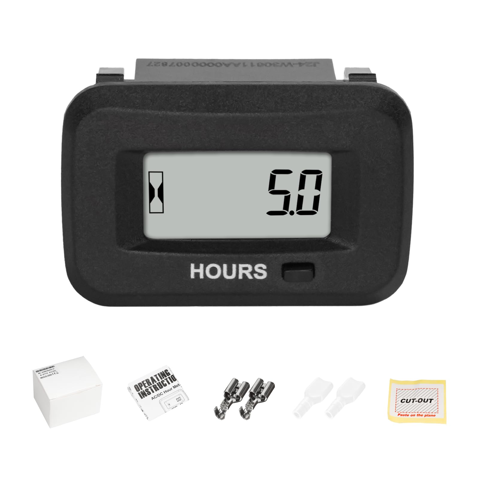 Jayron digital hour meter display tracks runtime for maintenance planning.
